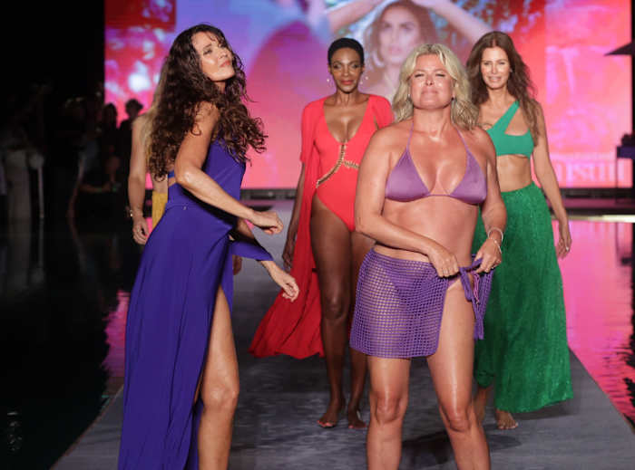 Carol Alt, Roshumba, Vendela Kirsebom and Elsa Benitez walk the runway during Sports Illustrated Swimsuit Show during Miami Swim Wee